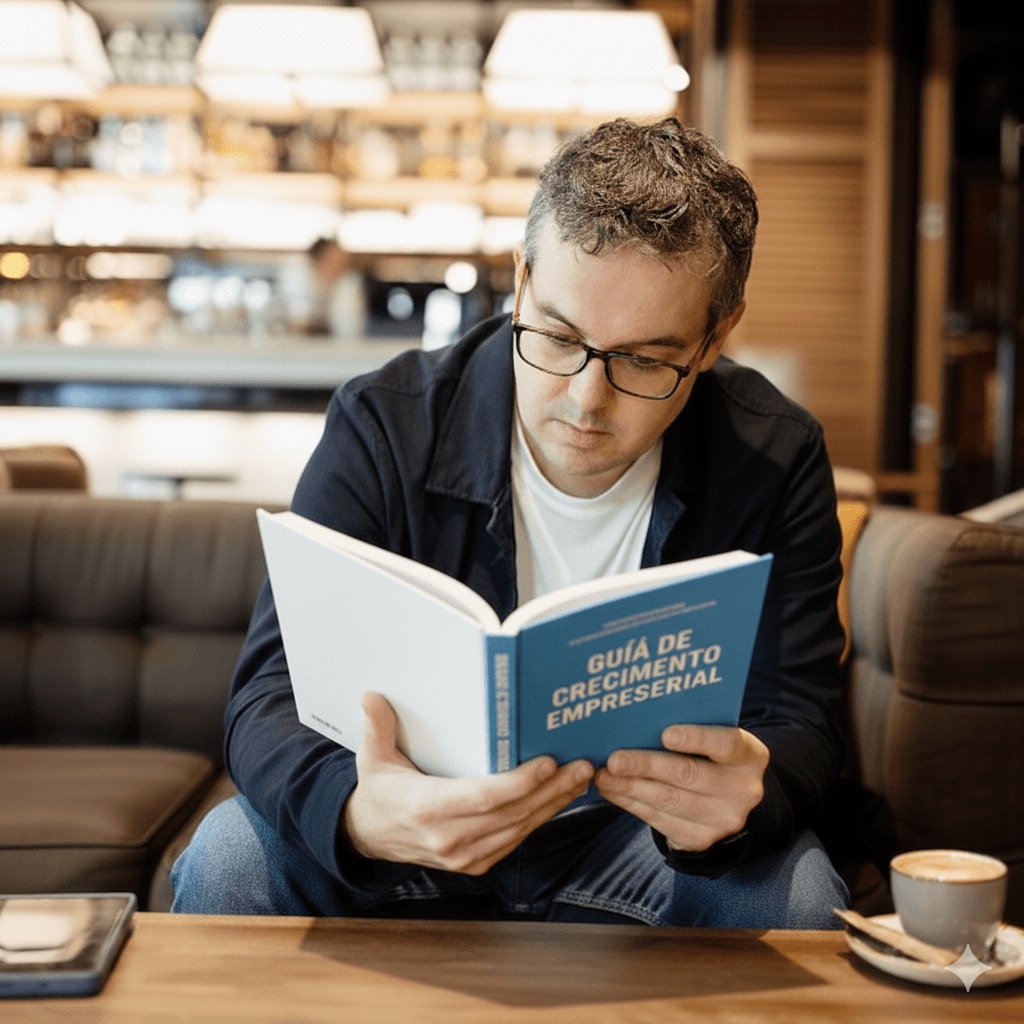 Alfonso Bernal leyendo la Guía de Crecimiento Empresarial